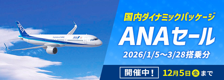 【ANA】12/5まで限定！2026年1/5～3/28搭乗分の飛行機＋宿泊プラン タイムセール！
