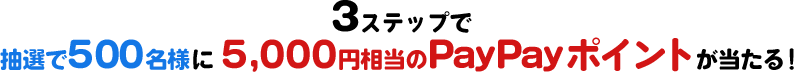 3ステップ抽選で500名様に5,000円相当のPayPayポイントが当たる！