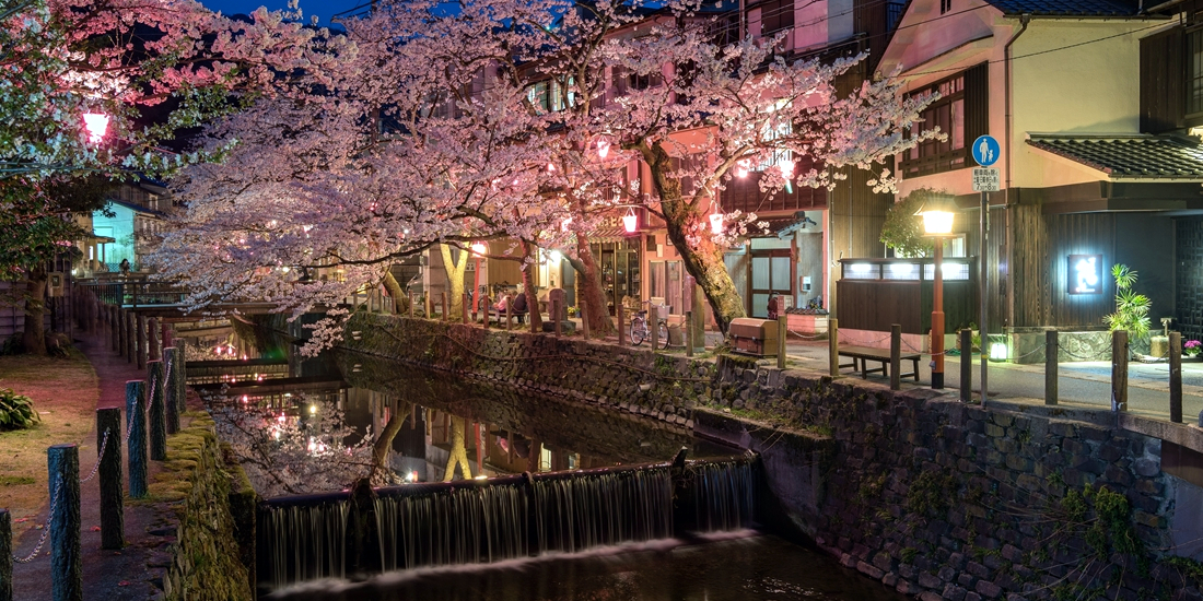 春の城崎温泉