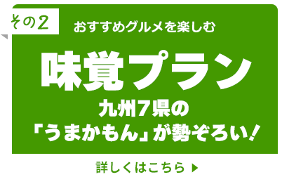 その2 おすすめグルメを楽しむ味覚プラン 九州7県の「うまかもん」が勢ぞろい！